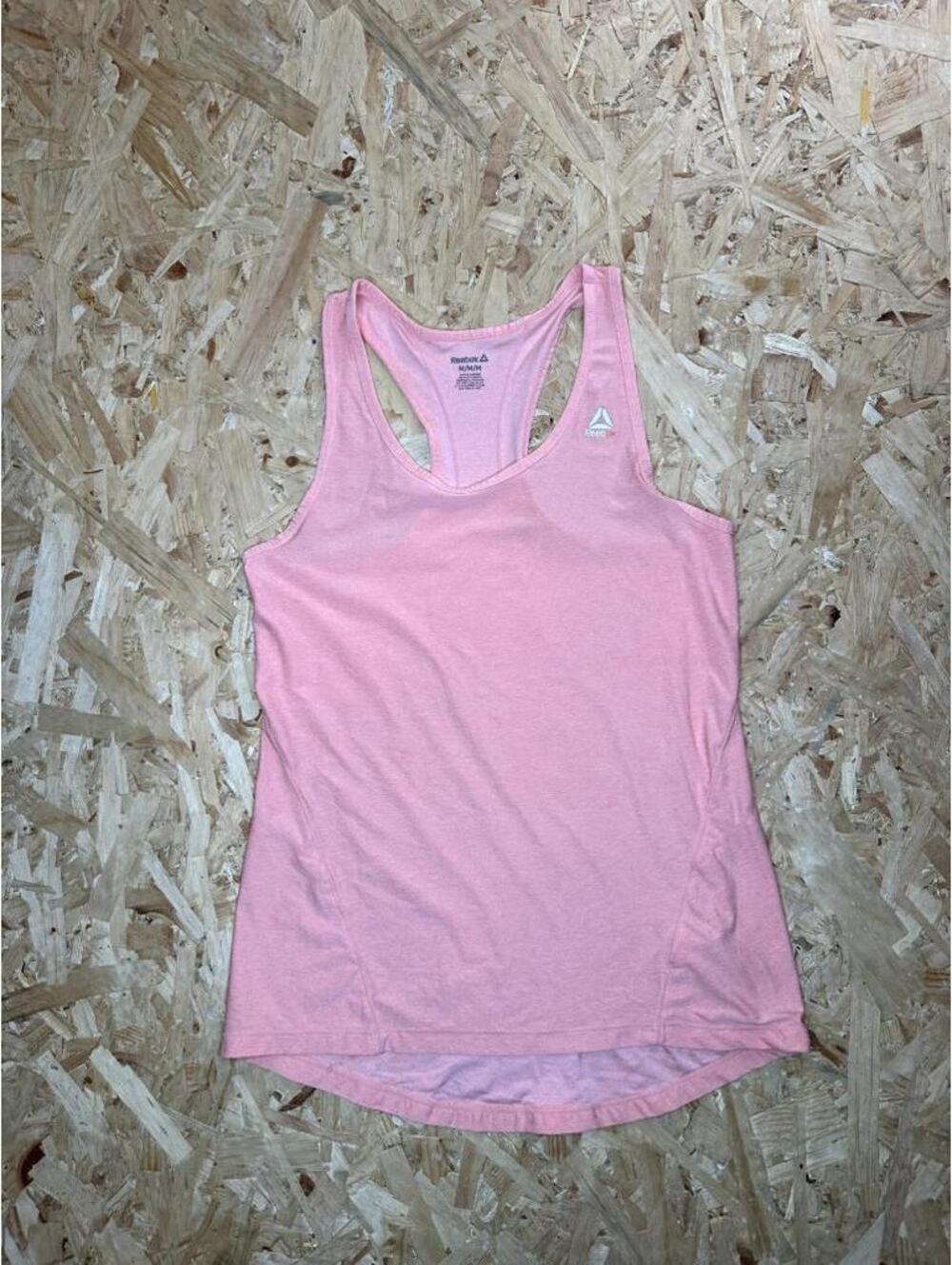 Reebok Womens Pink Heathered Racerback Activewear Tank Top Size